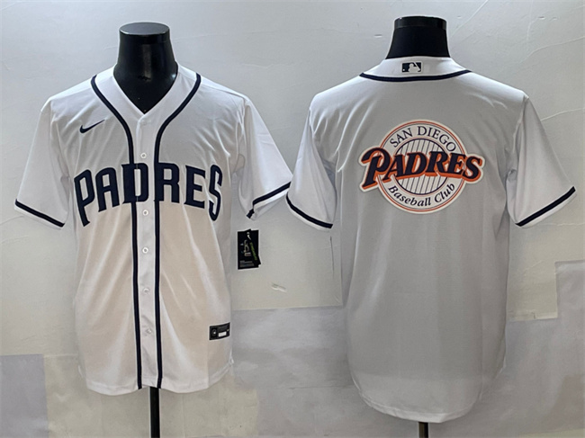 Men's San Diego Padres Team Big Logo White Cool Base Stitched Baseball Jersey