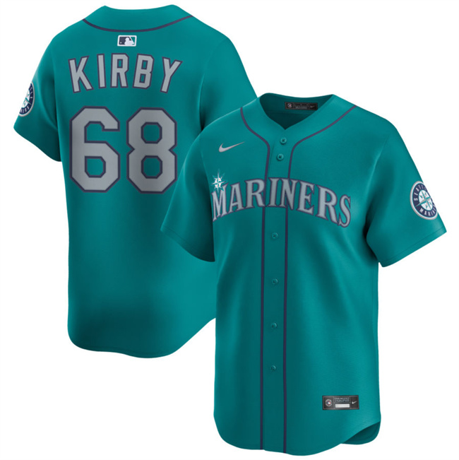 Men's Seattle Mariners #68 George Kirby Aqua Limited Stitched Baseball Jersey