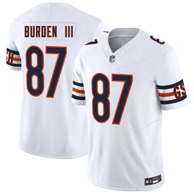 Men's Chicago Bears #87 Luther Burden III White Away Limited Stitched Jersey