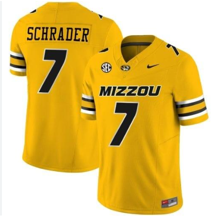 NCAA Cody Schrader Missouri Tigers #7 Yellow VAPOR Jersey STITCHED