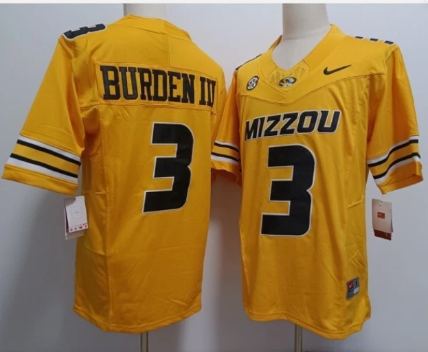 NCAA Luther Burden III Missouri Tigers #3 Yellow VAPOR Jersey STITCHED