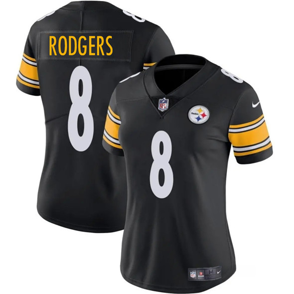 Women's Pittsburgh Steelers #8 Aaron Rodgers Black 2025 Vapor Untouchable Limited Football Stitched Jersey(Run Small)