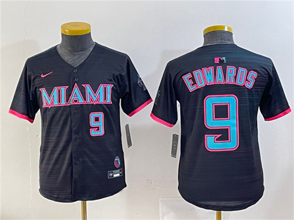 Youth Miami Marlins #9 Xavier Edwards Black 2025 City Connect Limited Stitched Jersey