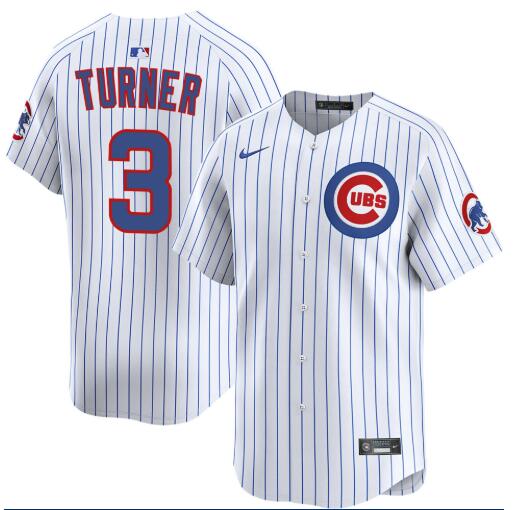 Men's Justin Turner Chicago Cubs #3 Home White Limited Jersey by NIKE