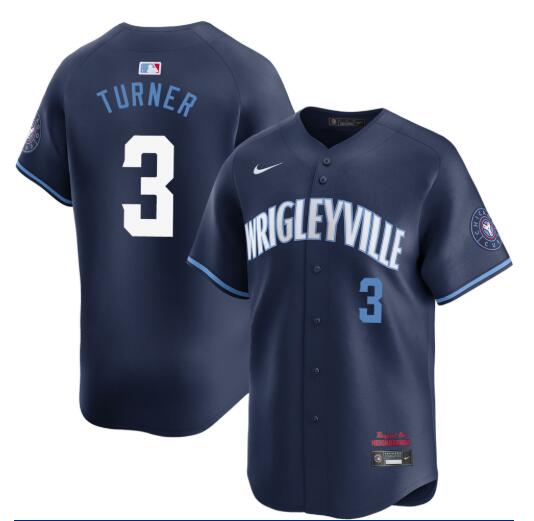 Men's Justin Turner Chicago Cubs #3 Navy City Connect Limited Jersey by NIKE