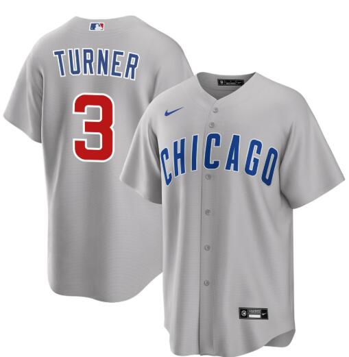 Men's Justin Turner Chicago Cubs #3 Road Gray Limited Jersey by NIKE