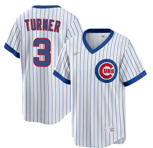 Men's Justin Turner Chicago Cubs #3 White 1968 Cooperstown Jersey by NIKE
