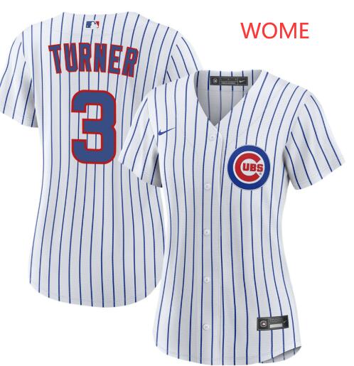Women's Justin Turner Chicago Cubs #3 Home White Limited Jersey by NIKE