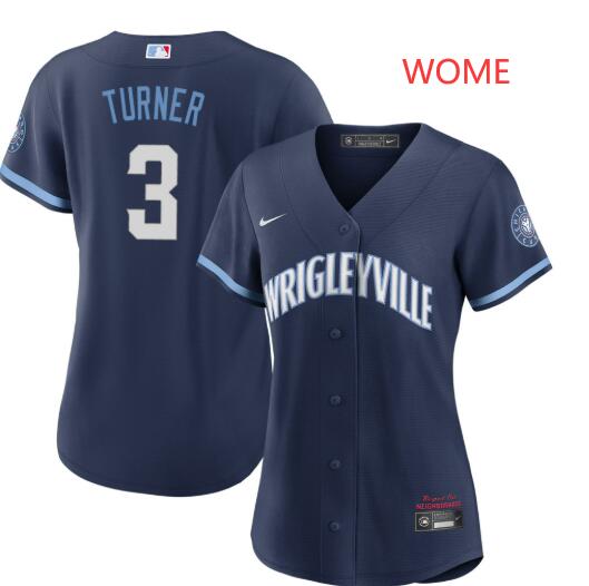 Women's Justin Turner Chicago Cubs #3 Navy City Connect Jersey by NIKE