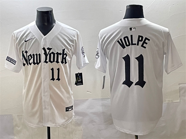 Men's New York Yankees #11 Anthony Volpe White 'Gothic Legacy Edition' Vapor Premier Limited Stitched Baseball Jersey