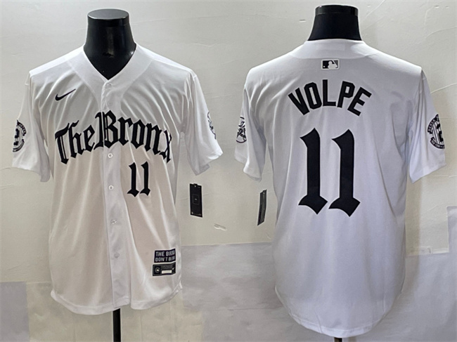 Mens New York Yankees #11 Anthony Volpe White 'Gothic Legacy Edition' Vapor Premier Limited Stitched Baseball Jersey