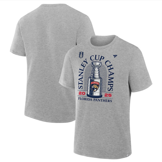 Men's Florida Panthers Heather Gray 2025 Stanley Cup Champions Locker Room Big & Tall T-Shirt