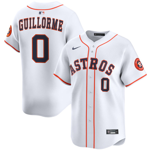 Men's Houston Astros #0 Luis Guillorme White 2025 Home Limited Stitched Baseball Jersey