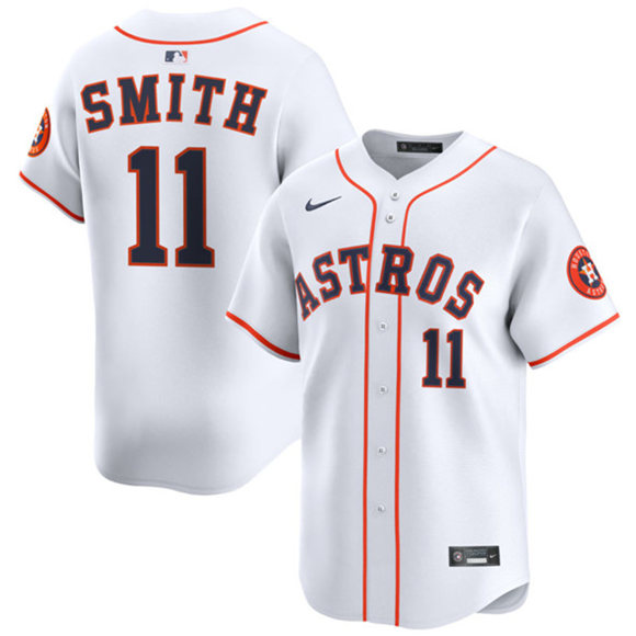 Men's Houston Astros #11 Cam Smith White 2025 Home Limited Stitched Baseball Jersey