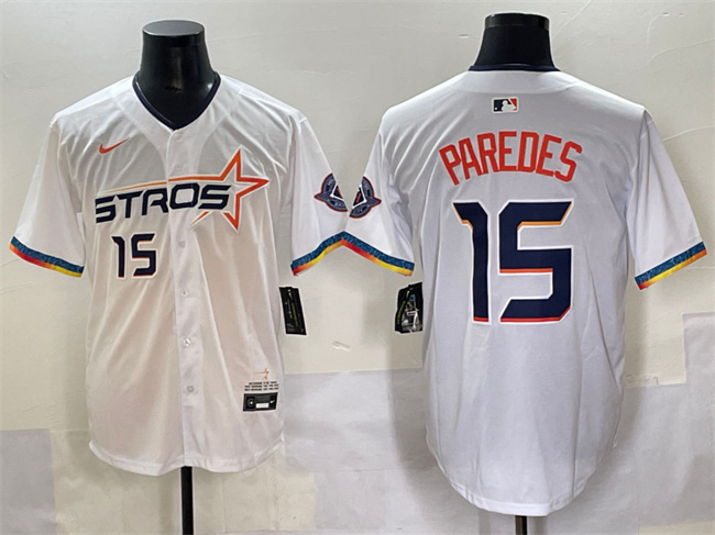 Men's Houston Astros #15 Isaac Paredes White 2025 City Connect Limited Stitched Baseball Jersey