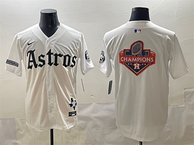 Mens Houston Astros Team Big Logo White Gothic 'Houston Born Barrio Raised' Limited Stitched Baseball Jersey