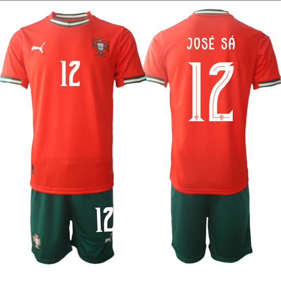 Men's Portugal #12 JOSE SA 2025-26 Home Red Soccer Suit Jersey