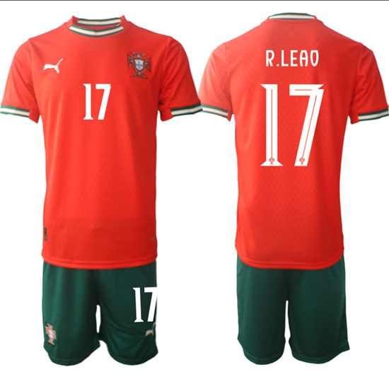 Men's Portugal #17 R.LEAO 2025-26 Home Red Soccer Suit Jersey