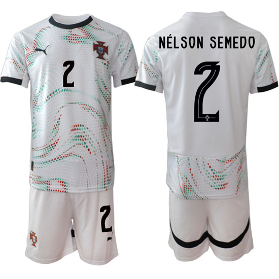 Men's Portugal #2 NELSON SEMEDO 2025-26 Away White Soccer Suit Jersey