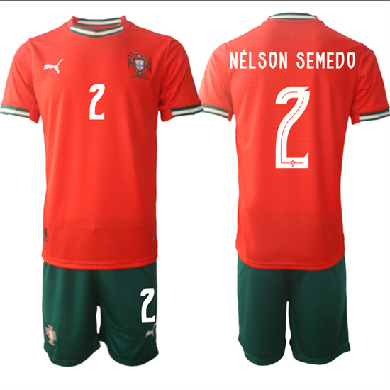 Men's Portugal #2 NELSON SEMEDO 2025-26 Home Red Soccer Suit Jersey