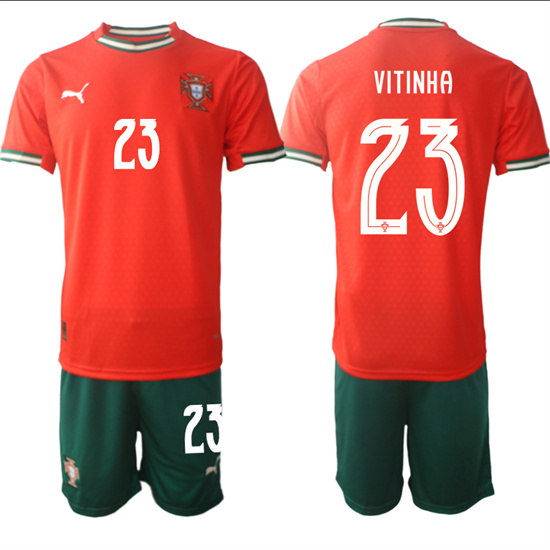 Men's Portugal #23 VITINHA 2025-26 Home Red Soccer Suit Jersey
