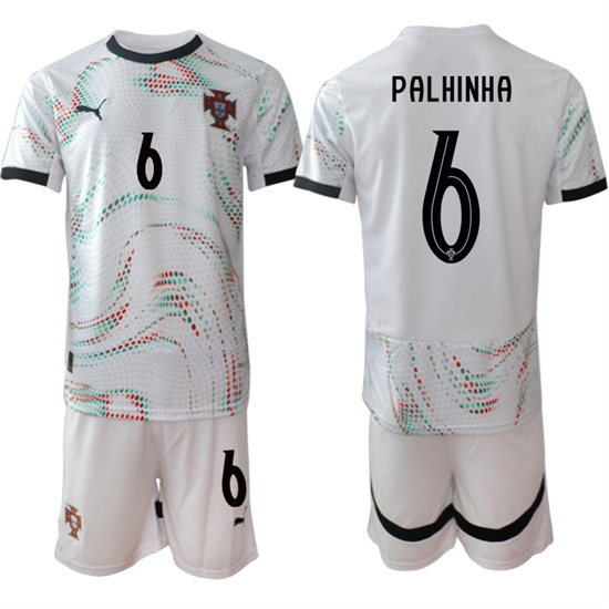 Men's Portugal #6 PALHINHA 2025-26 Away White Soccer Suit Jersey