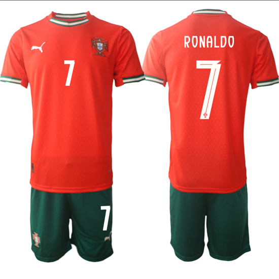 Men's Portugal #7 RONALDO 2025-26 Home Red Soccer Suit Jersey