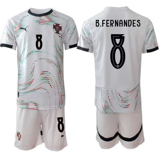 Men's Portugal #8 B.FERNANDES 2025-26 Away White Soccer Suit Jersey