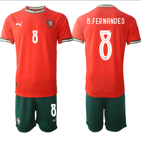 Men's Portugal #8 B.FERNANDES 2025-26 Home Red Soccer Suit Jersey