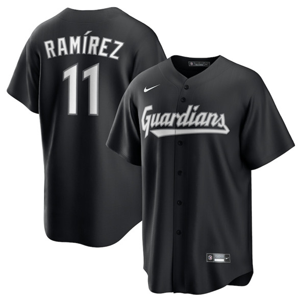 Men's Cleveland Guardians #11 José Ramírez Black Lights Out Limited Stitched Baseball Jersey