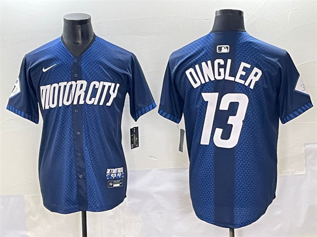 Men's Detroit Tigers #13 Dillon Dingler 2024 Navy City Connect Cool Base Limited Stitched Jersey