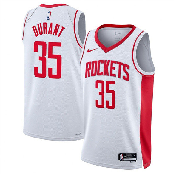Men's Houston Rockets #35 Kevin Durant White Association Edition Stitched Jersey