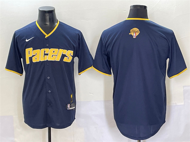 Men's Indiana Pacers Blank Navy 2025 Finals Vapor Stitched Baseball Jersey