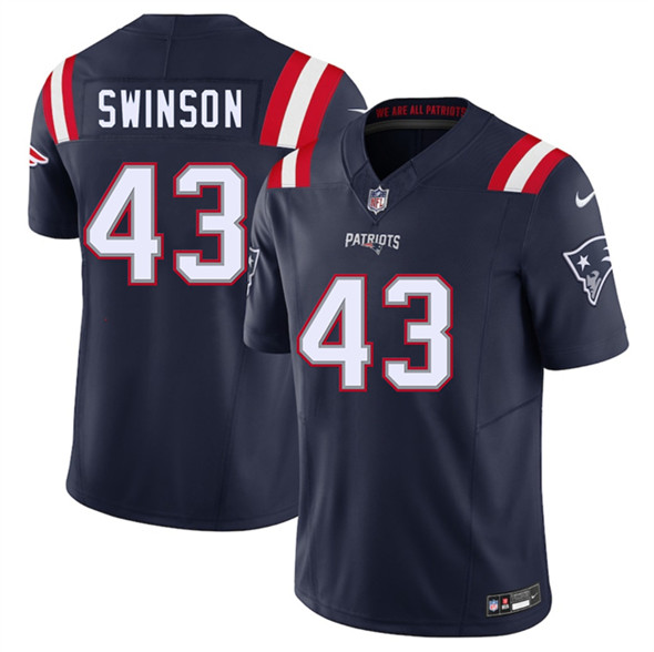 Men's New England Patriots #43 Bradyn Swinson Navy 2025 F.U.S.E. Vapor Limited Football Stitched Jersey