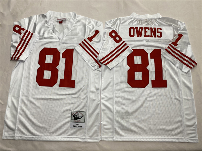 Men's New York Giants #81 Terrell Owens White Throwback Football Stitched Jersey
