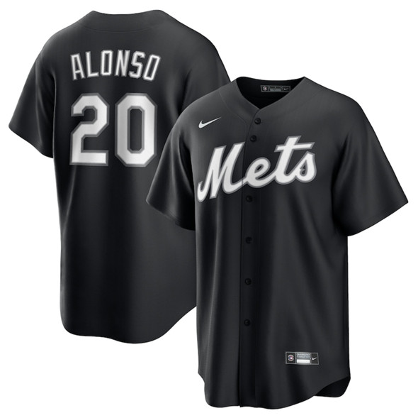 Men's New York Mets #20 Pete Alonso Black Lights Out Limited Stitched Baseball Jersey