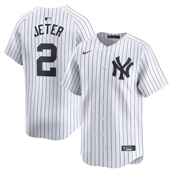 Men's New York Yankees #2 Derek Jeter White Home Limited Stitched Baseball Jersey