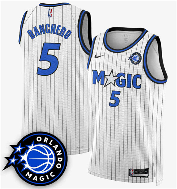 Men's Orlando Magic #5 Paolo Banchero White 2025 New Generation of Magic Stitched Basketball Jersey