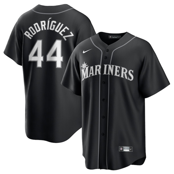 Men's Seattle Mariners #44 Julio Rodríguez Black Lights Out Limited Stitched Baseball Jersey