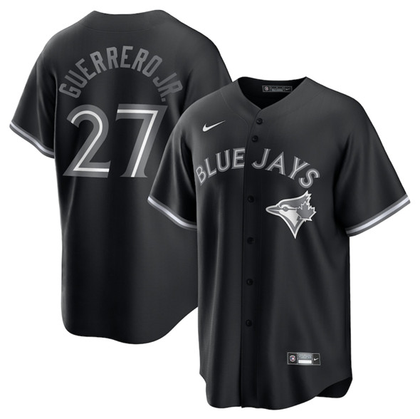 Men's Toronto Blue Jays #27 Vladimir Guerrero Jr. Black Lights Out Limited Stitched Jersey