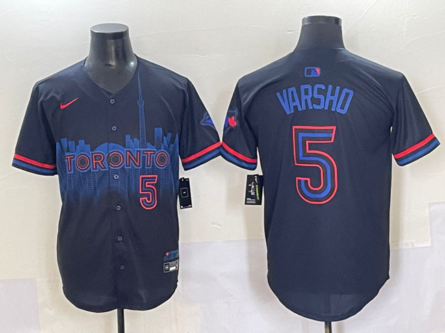 Men's Toronto Blue Jays #5 Daulton Varsho Navy 2024 City Connect Limited Stitched Baseball Jersey