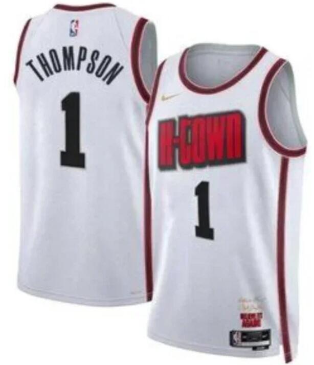 Men's Houston Rockets #1 Amen Thompson White 2024-25 City Edition Stitched Jersey