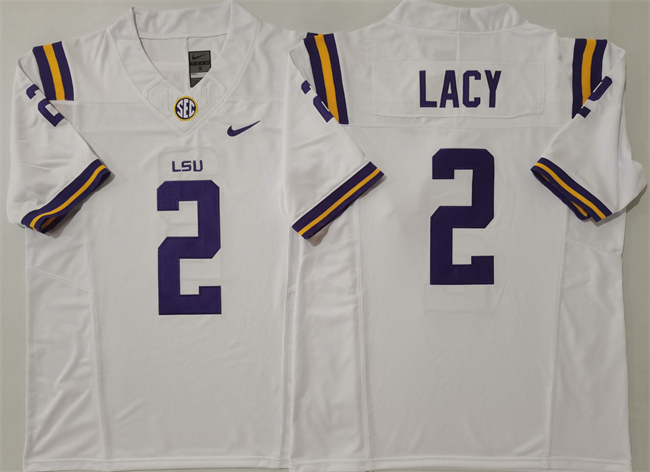 Men's LSU Tigers #2 Kyren Lacy White F.U.S.E. Stitched Jersey