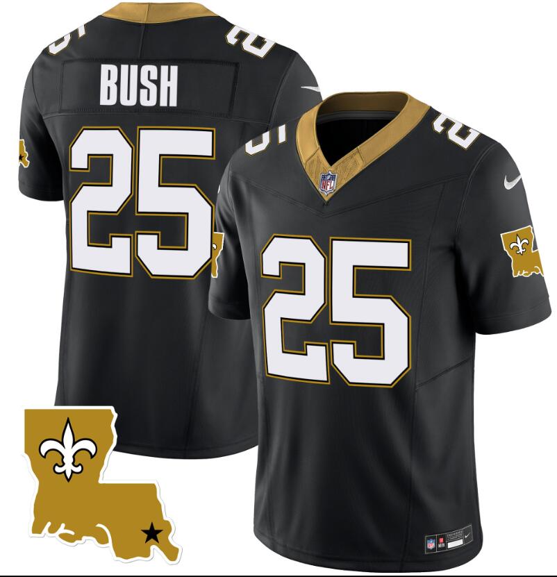 Men's New Orleans Saints #25 Reggie Bush 1987 legacy Vapor Black Stitched Jersey