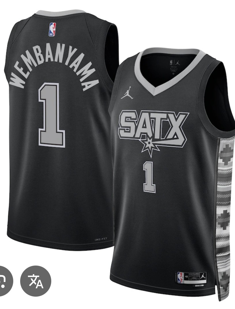 Men's San Antonio Spurs #1 Victor Wembanyama Black 2025 Statement Edition Stitched Basketball Jersey