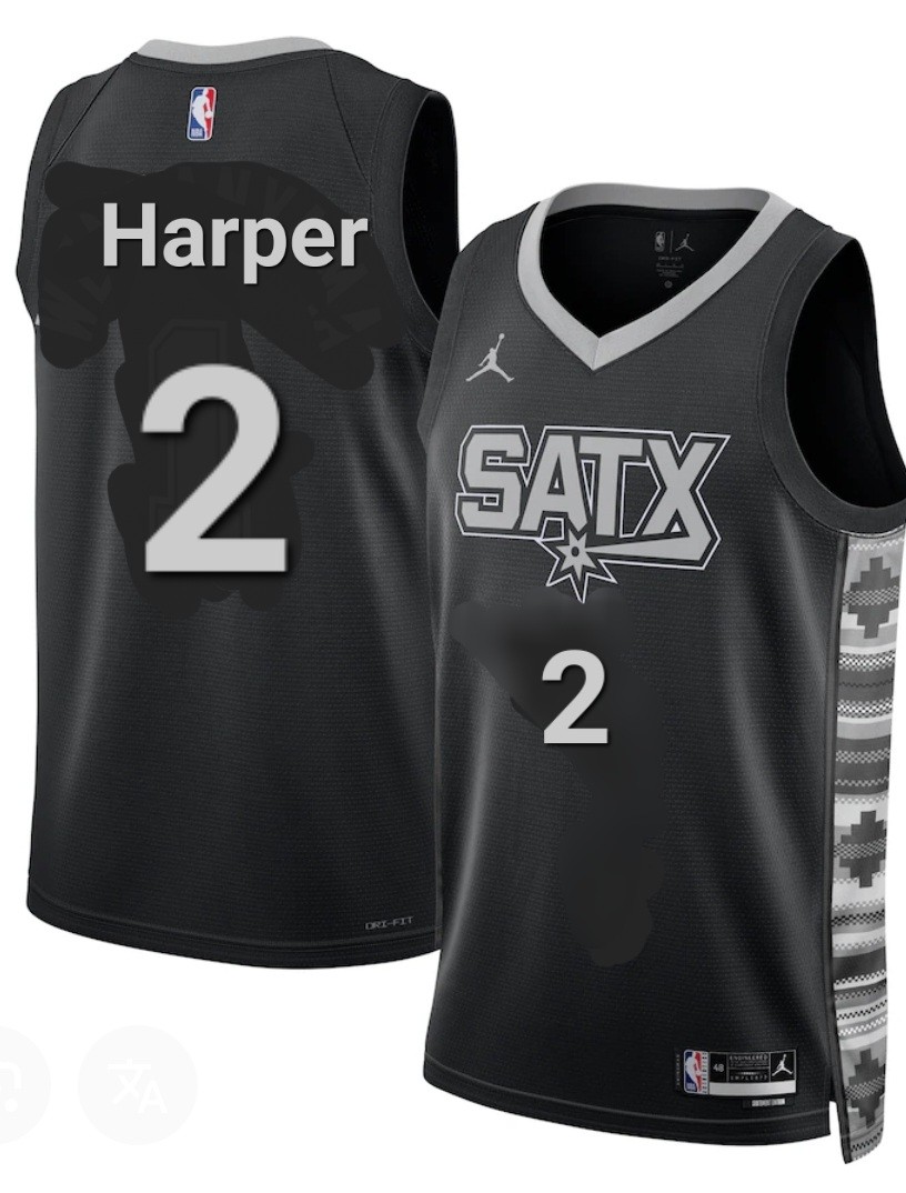 Men's San Antonio Spurs #2 Dylan Harper Gray Black Statement Edition Stitched Basketball Jersey