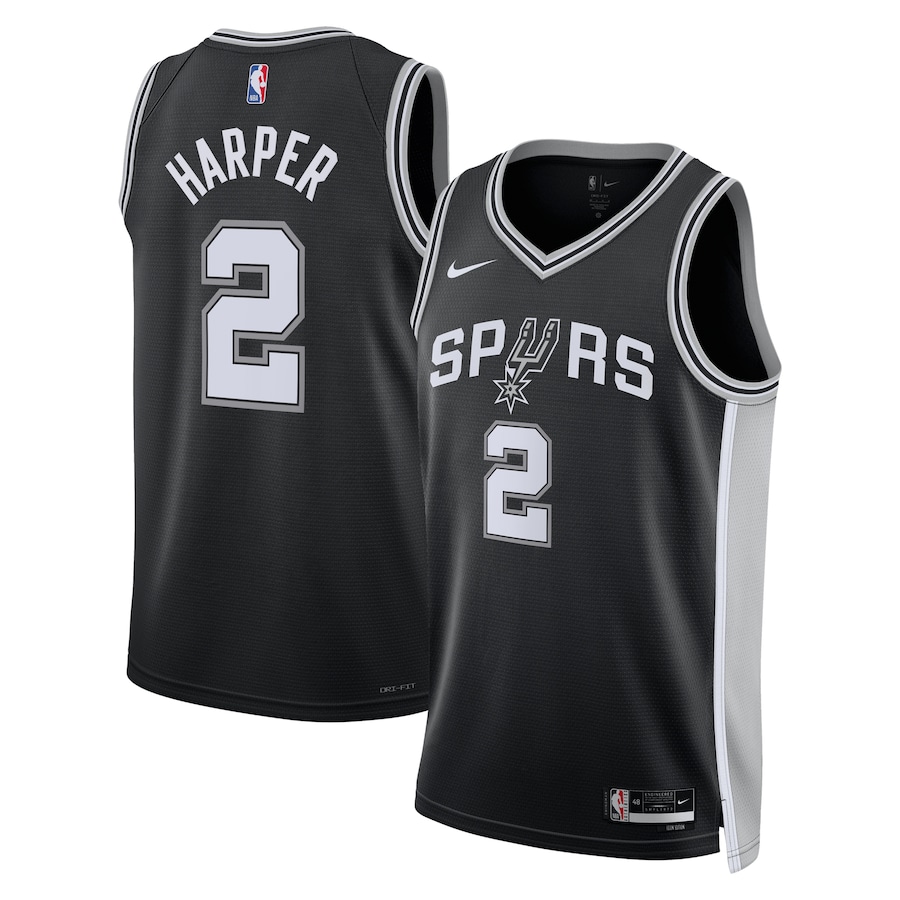 Men's San Antonio Spurs #2 Dylan Harper Nike Black 2025 NBA Draft First Round Pick Swingman Jersey