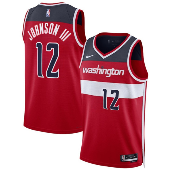 Men's Washington Wizards #12 Tre Johnson III Red 2025 Draft Icon Edition Stitched Basketball Jersey