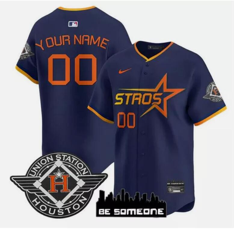 Men's Houston Astros Customized Name 2025 City Connect Limited Jersey All Stitched