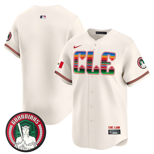 Men's Cleveland Guardians Blank Cream Mexico Vapor Premier Limited Stitched Baseball Jersey